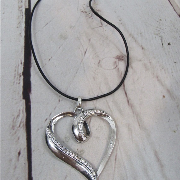 Cubic Zirconia And Silver Heart Pendant Necklace